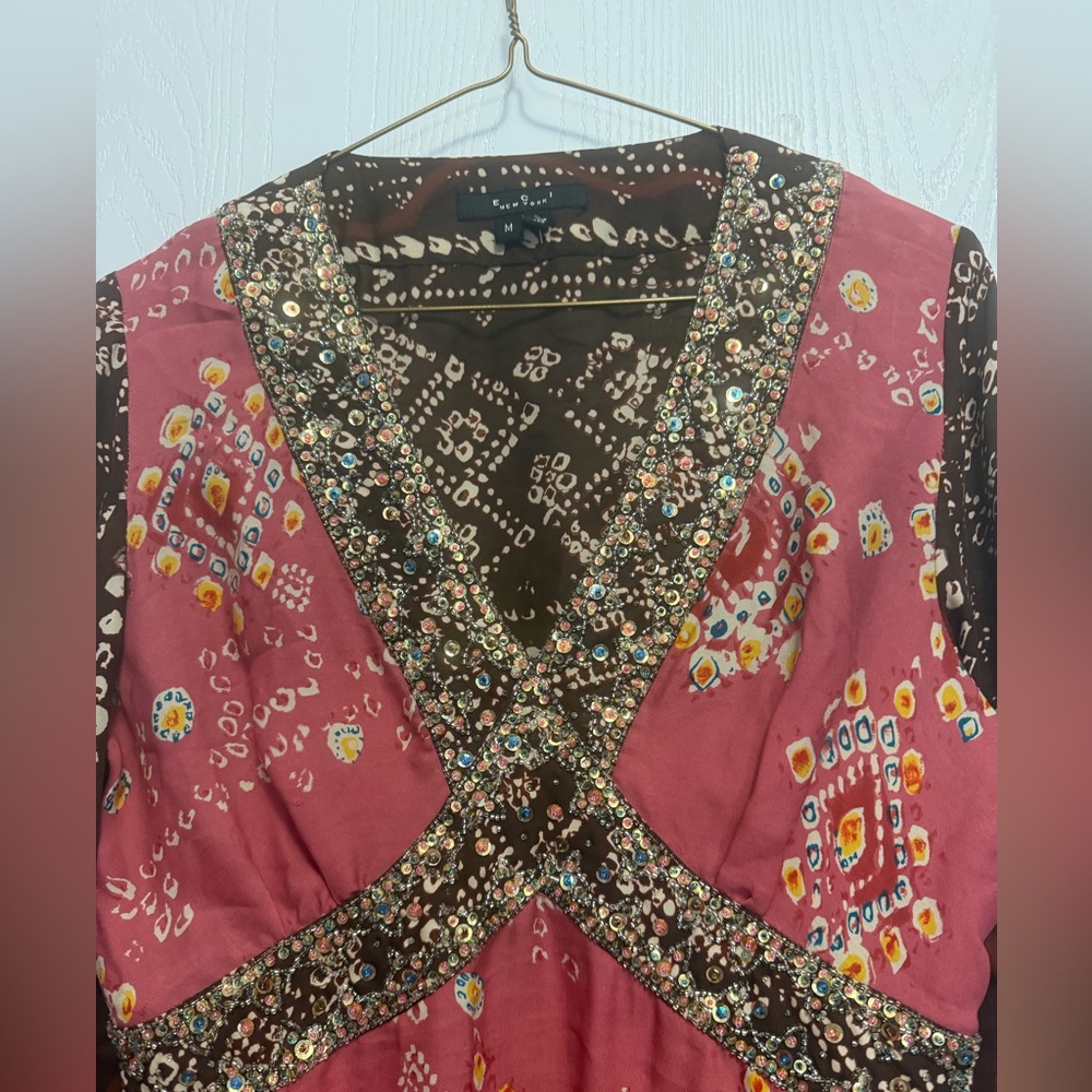 Silk chiffon beaded top Women's Top - Picture 3 of 6